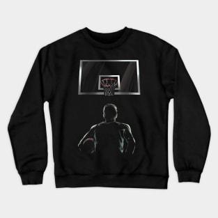 Basketball Player With Basketball In Front Of Ring Crewneck Sweatshirt